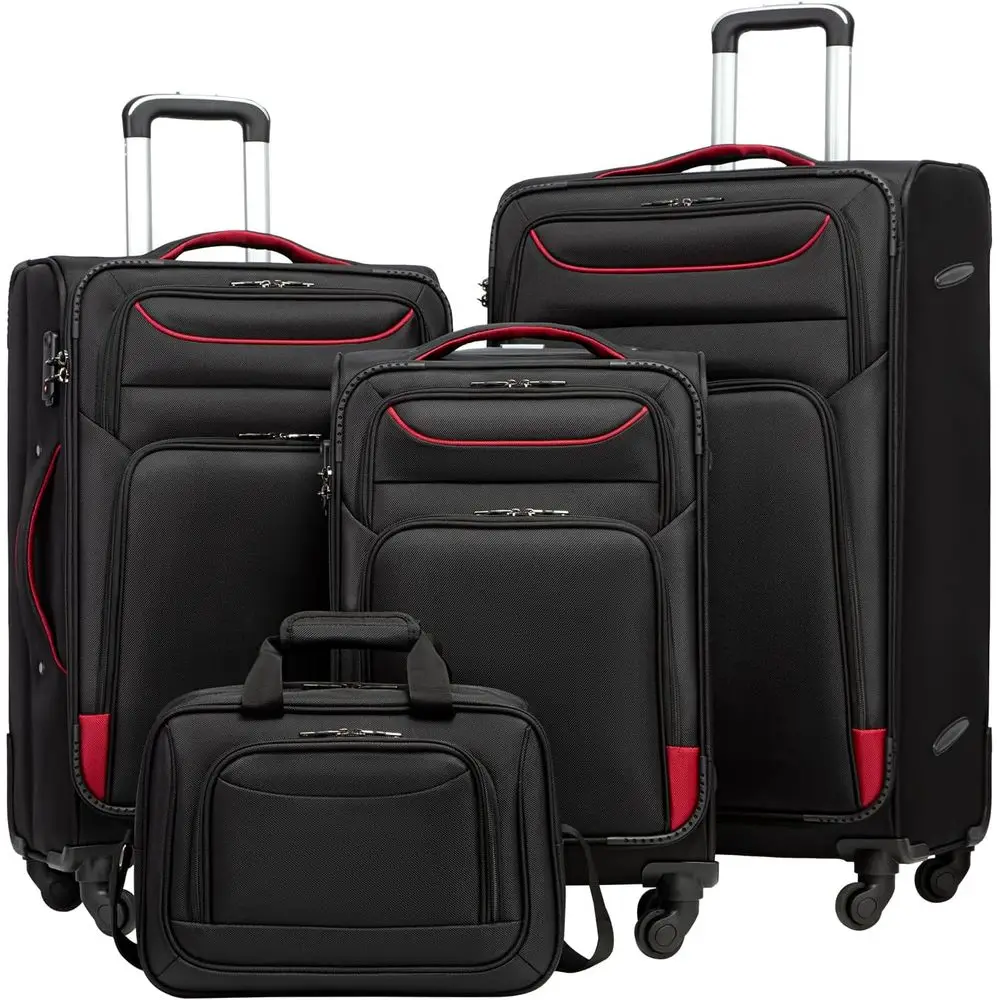 4-Piece Spinner Suitcase Set with TSA Lock - Lightweight Shell, Black & Red
4-Piece Spinner Suitcase Set with TSA Lock - Lightweight Shell, Black & Red