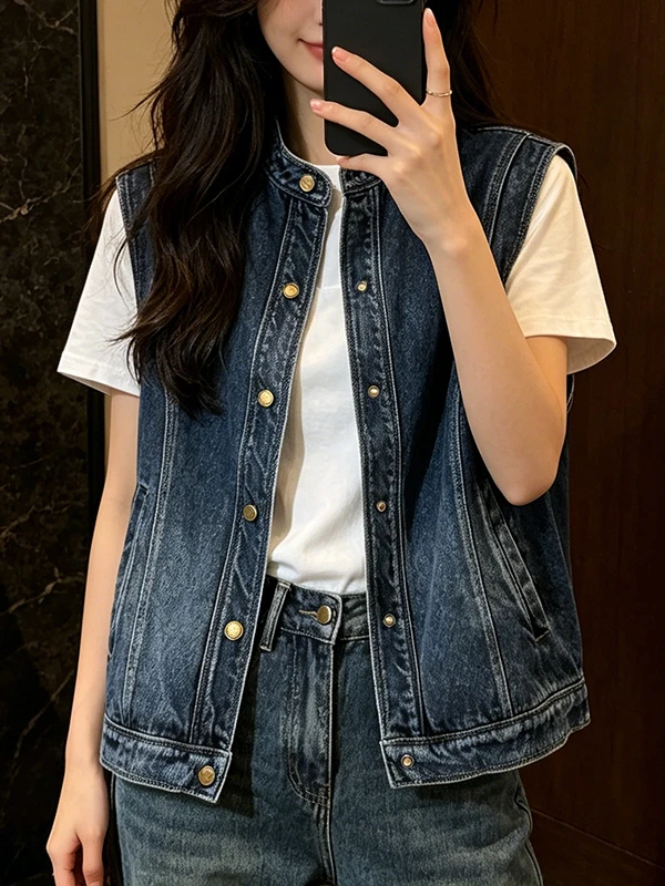 Fashionable Retro Denim Vest Women's Summer 2026 Outerwear No-Sleeve Layering Top Large Size Commute Style Regular Length
Fashionable Retro Denim Vest Women's Summer 2026 Outerwear No-Sleeve Layering Top Large Size Commute Style Regular Length