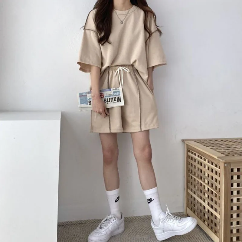 Women's Cotton Short Sleeve And Shorts Two-piece Set Student Couples Korean Fashion Summer Tracksuits
Women's Cotton Short Sleeve And Shorts Two-piece Set Student Couples Korean Fashion Summer Tracksuits
