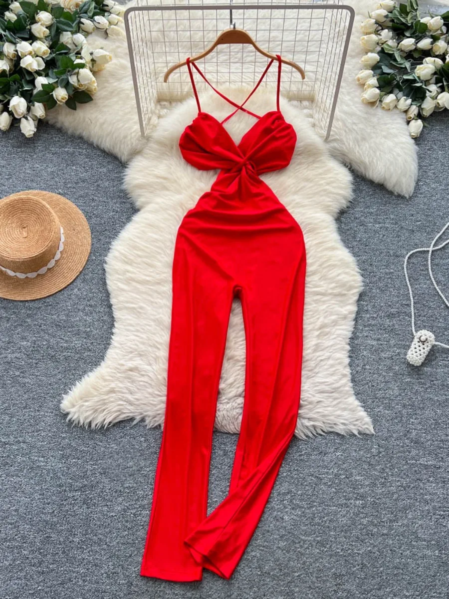 Foamlina Summer Deep V Twist Knot Tight Slim Fit Pure Desire Long Pants European Hot Girl Halter Strap Jumpsuit
Foamlina Summer Deep V Twist Knot Tight Slim Fit Pure Desire Long Pants European Hot Girl Halter Strap Jumpsuit