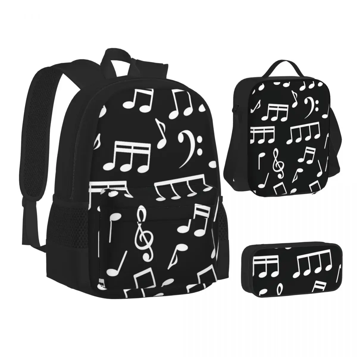 White Music Notes On Black Background Backpacks Bookbag School Bags Children Rucksack Lunch Bag Pen Bag Three-Piece Set
White Music Notes On Black Background Backpacks Bookbag School Bags Children Rucksack Lunch Bag Pen Bag Three-Piece Set