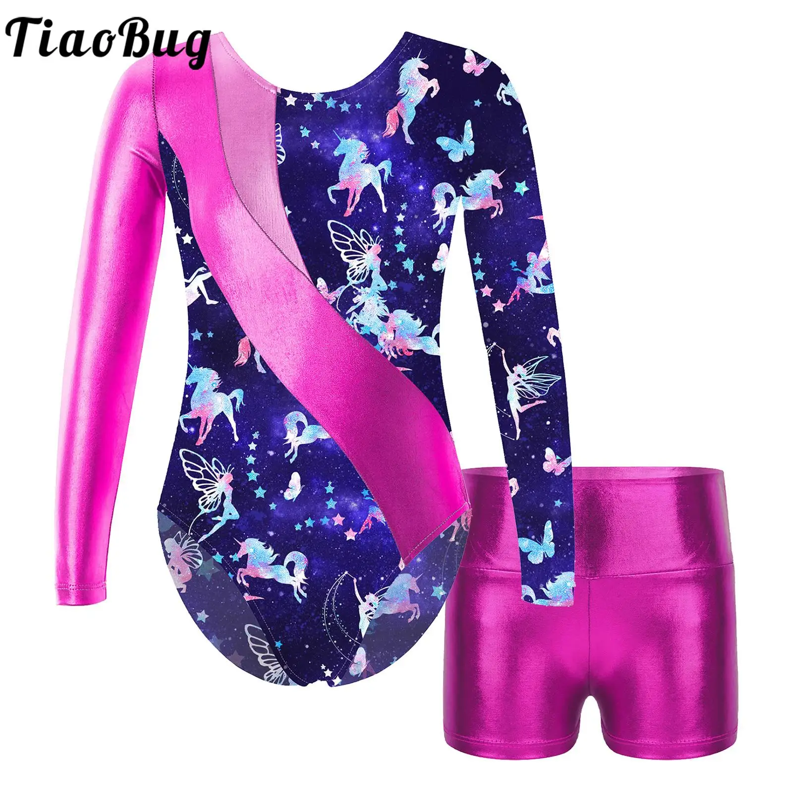 Kids Girls Printed Long Sleeve Round Neck Patchwork Leotard with High Waist Shorts Outfits Sets for Sports Gymnastic Workout
Kids Girls Printed Long Sleeve Round Neck Patchwork Leotard with High Waist Shorts Outfits Sets for Sports Gymnastic Workout