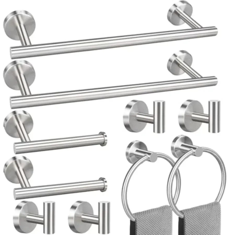 23.6inch 10 Sets Bathroom Towel Rack Set Brushed Nickel Includes 2PCS 23.6Inch Towel Bar 2PCS Towel Ring 2PCS Toilet Holder and
23.6inch 10 Sets Bathroom Towel Rack Set Brushed Nickel Includes 2PCS 23.6Inch Towel Bar 2PCS Towel Ring 2PCS Toilet Holder and