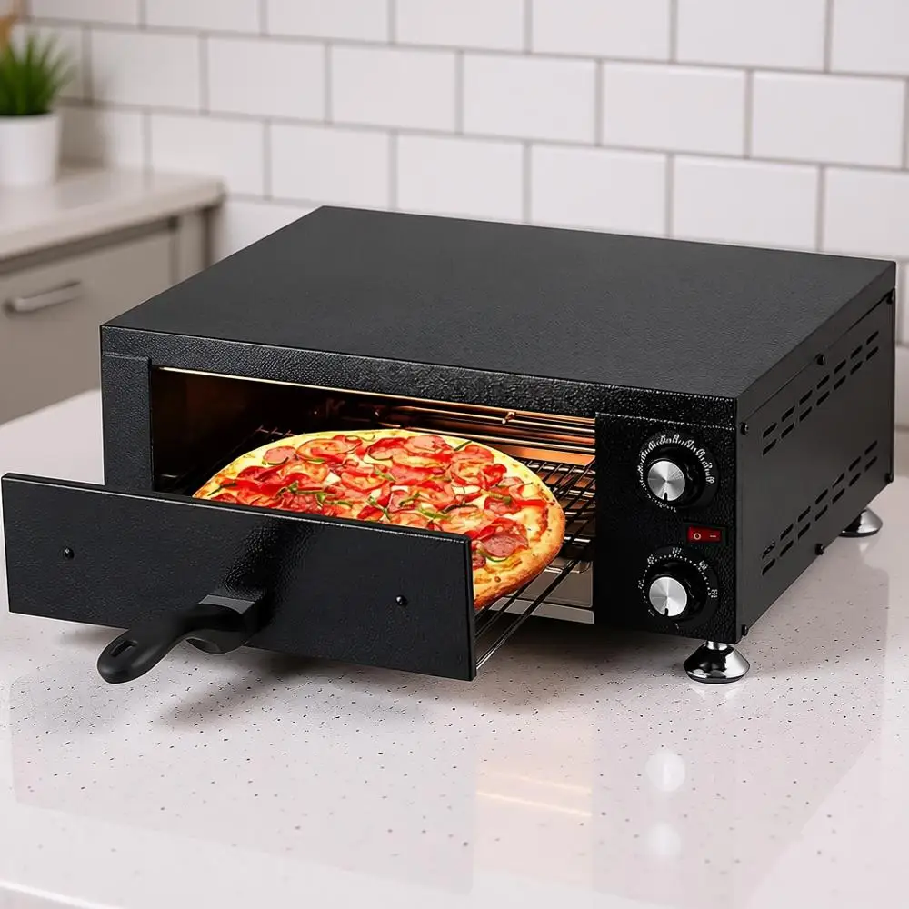 Настольная печь для пиццы, 1100 Вт, электрическая, из нержавеющей стали, с таймером и поддоном для крошек
Настольная печь для пиццы, 1100 Вт, электрическая, из нержавеющей стали, с таймером и поддоном для крошек