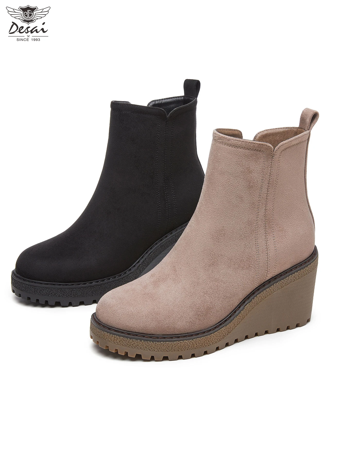 Women's thick-soled heightening suede ankle boots, fleece lined warm winter boots, side zipper design, non-slip casual daily sho
Women's thick-soled heightening suede ankle boots, fleece lined warm winter boots, side zipper design, non-slip casual daily sho