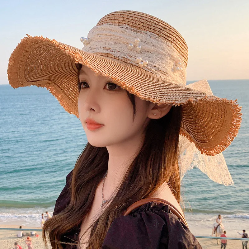 New Lace Bow Women Straw Hat Wide Brim Hollow Out Grass Handwoven Visors Bucket Cap Korean Girl Beach Tour Foldable Sunshade Hat
New Lace Bow Women Straw Hat Wide Brim Hollow Out Grass Handwoven Visors Bucket Cap Korean Girl Beach Tour Foldable Sunshade Hat