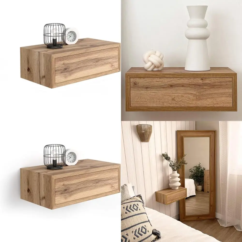 Handcrafted Rustic Oak Floating Nightstand, Italian Craftmanship
Handcrafted Rustic Oak Floating Nightstand, Italian Craftmanship