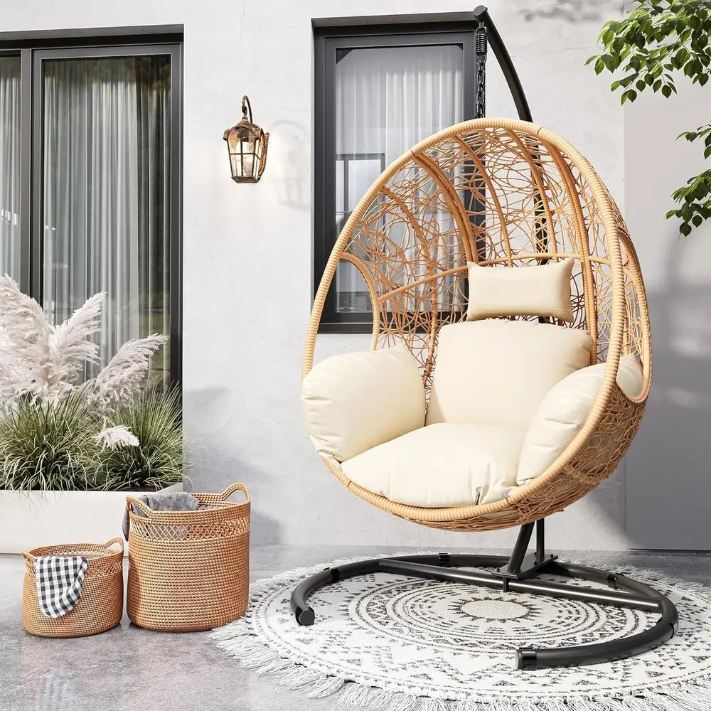 Large Wicker Egg Swing Chair for Indoor or Outdoor Use, Up to 400lbs Capacity, Suitable for Home, Patio, or Garden (Beige, XL)
Large Wicker Egg Swing Chair for Indoor or Outdoor Use, Up to 400lbs Capacity, Suitable for Home, Patio, or Garden (Beige, XL)