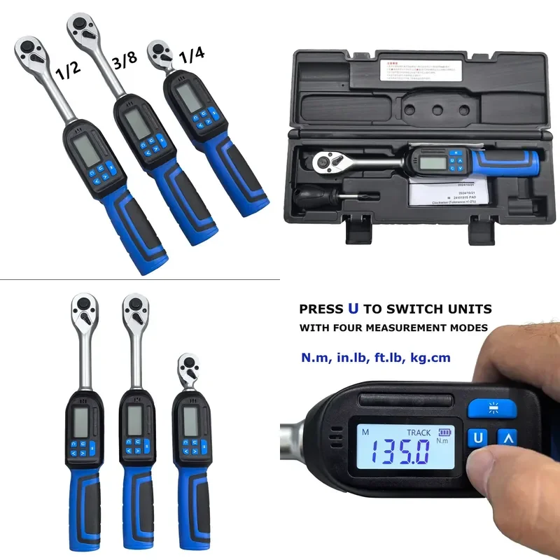Digital Torque Wrench with LCD Display , Adjustable 1/4 3/8 1/2 Drive ,Memory Function for Automotive/Industrial Use
Digital Torque Wrench with LCD Display , Adjustable 1/4 3/8 1/2 Drive ,Memory Function for Automotive/Industrial Use