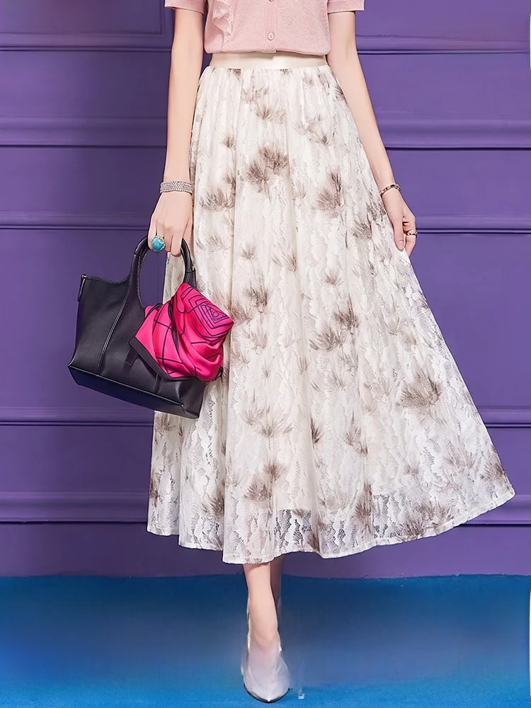 Summer Lace High Waist A-Line Skirt Women's Pleated Slimming Midi Skirt FX&Mongyi Polyester Cotton Blend Standard Fit
Summer Lace High Waist A-Line Skirt Women's Pleated Slimming Midi Skirt FX&Mongyi Polyester Cotton Blend Standard Fit