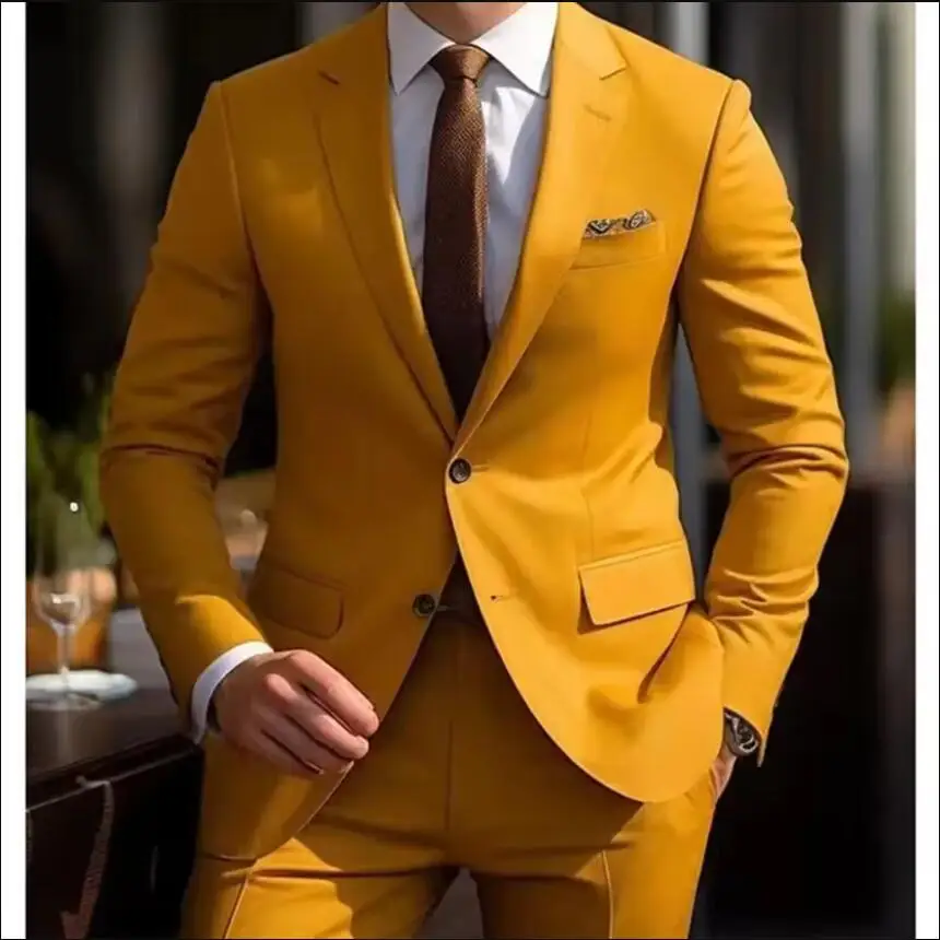 Smart Causal Желтые мужские костюмы Однобортный комплект из 2-х предметов Куртка Брюки Мужская одежда Slim Fit Формальный деловой джентльменский блейзер
Smart Causal Желтые мужские костюмы Однобортный комплект из 2-х предметов Куртка Брюки Мужская одежда Slim Fit Формальный деловой джентльменский блейзер