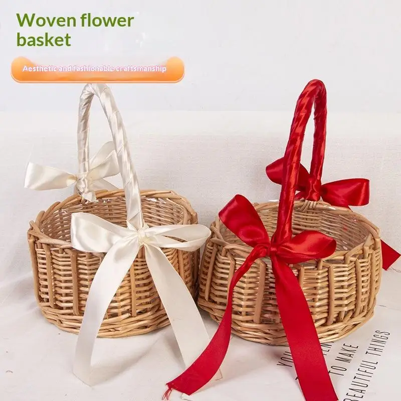 1Pcs Handmade Storage Rack Woven Flower Baskets Rattan Storage Basket Flower Girl Hand Basket For Home Wedding Decoration
1Pcs Handmade Storage Rack Woven Flower Baskets Rattan Storage Basket Flower Girl Hand Basket For Home Wedding Decoration