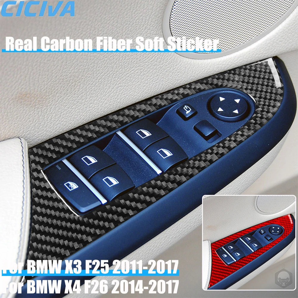 Real Carbon Fiber Car Accessories Window Lifting Control Decorative Cover Soft Sticker For BMW X3 F25 2011-2017 X4 F26 2014-2017
Real Carbon Fiber Car Accessories Window Lifting Control Decorative Cover Soft Sticker For BMW X3 F25 2011-2017 X4 F26 2014-2017
