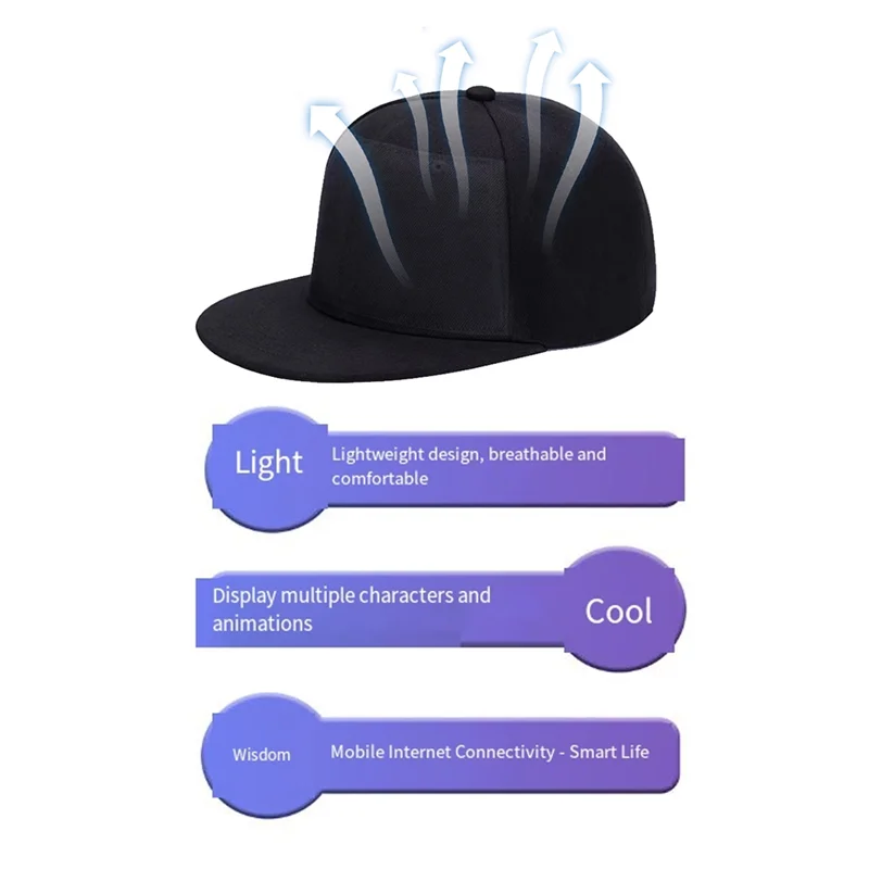 LED Hat Light Display Screen Baseball Hat Smart Pixel Matrix Rechargeable DIY APP Control Hip Hop Street Party Decor 
LED Hat Light Display Screen Baseball Hat Smart Pixel Matrix Rechargeable DIY APP Control Hip Hop Street Party Decor