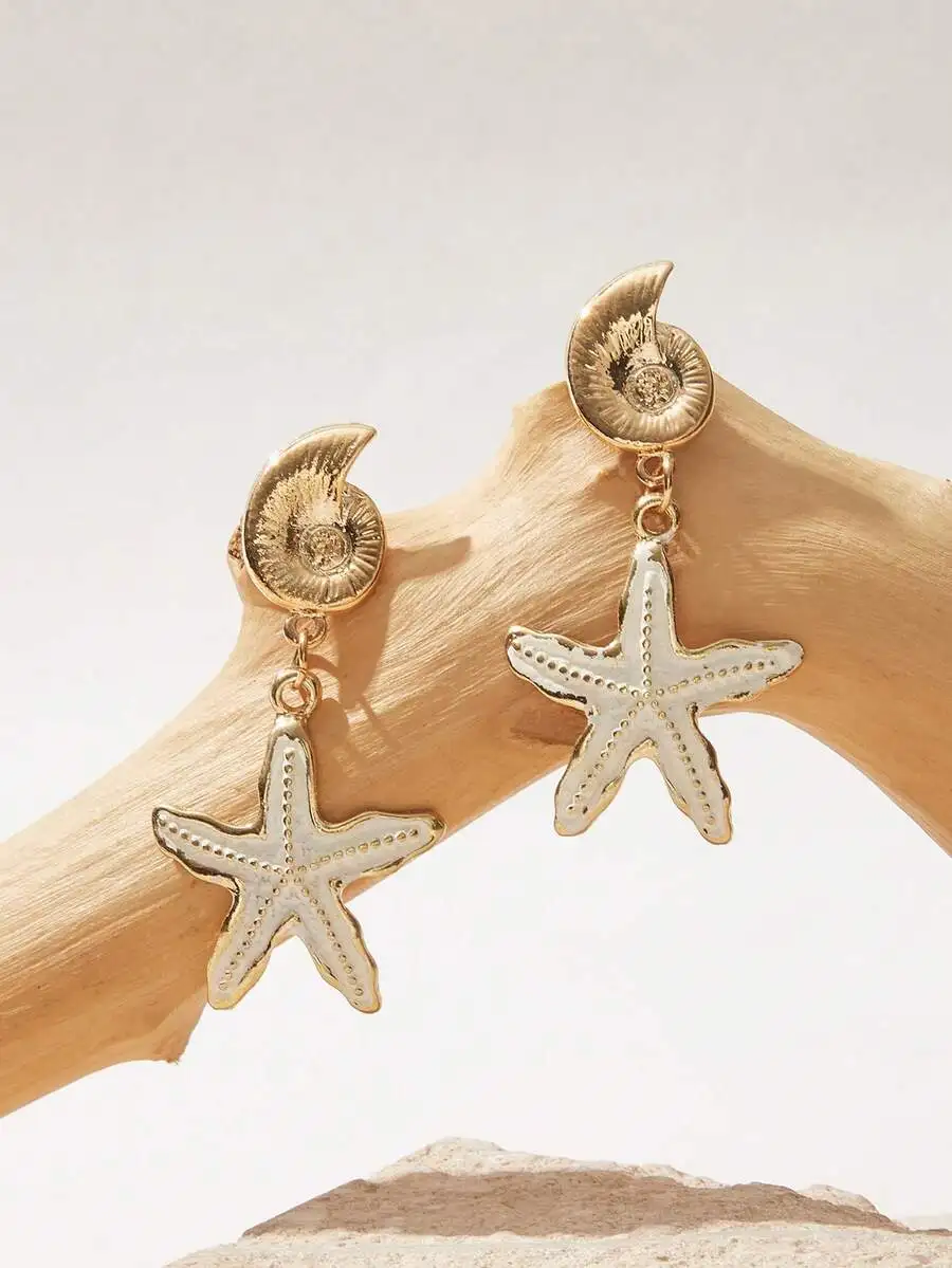 Conch Shell Starfish Drop Earrings for Women
Conch Shell Starfish Drop Earrings for Women