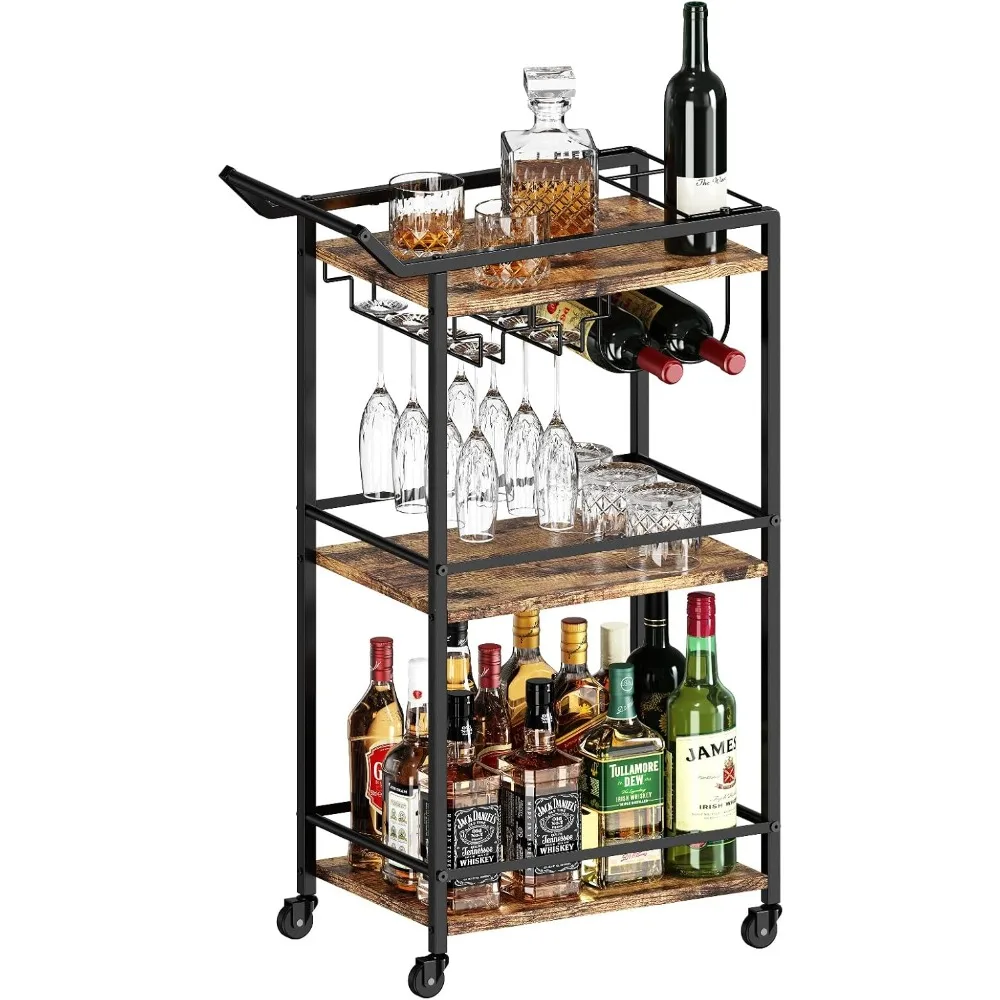Mini Liquor Utility Cart for Wine Beverage Dinner Party, Rolling Wine Coffee Drink Serving Cart with Lockable Wheels
Mini Liquor Utility Cart for Wine Beverage Dinner Party, Rolling Wine Coffee Drink Serving Cart with Lockable Wheels