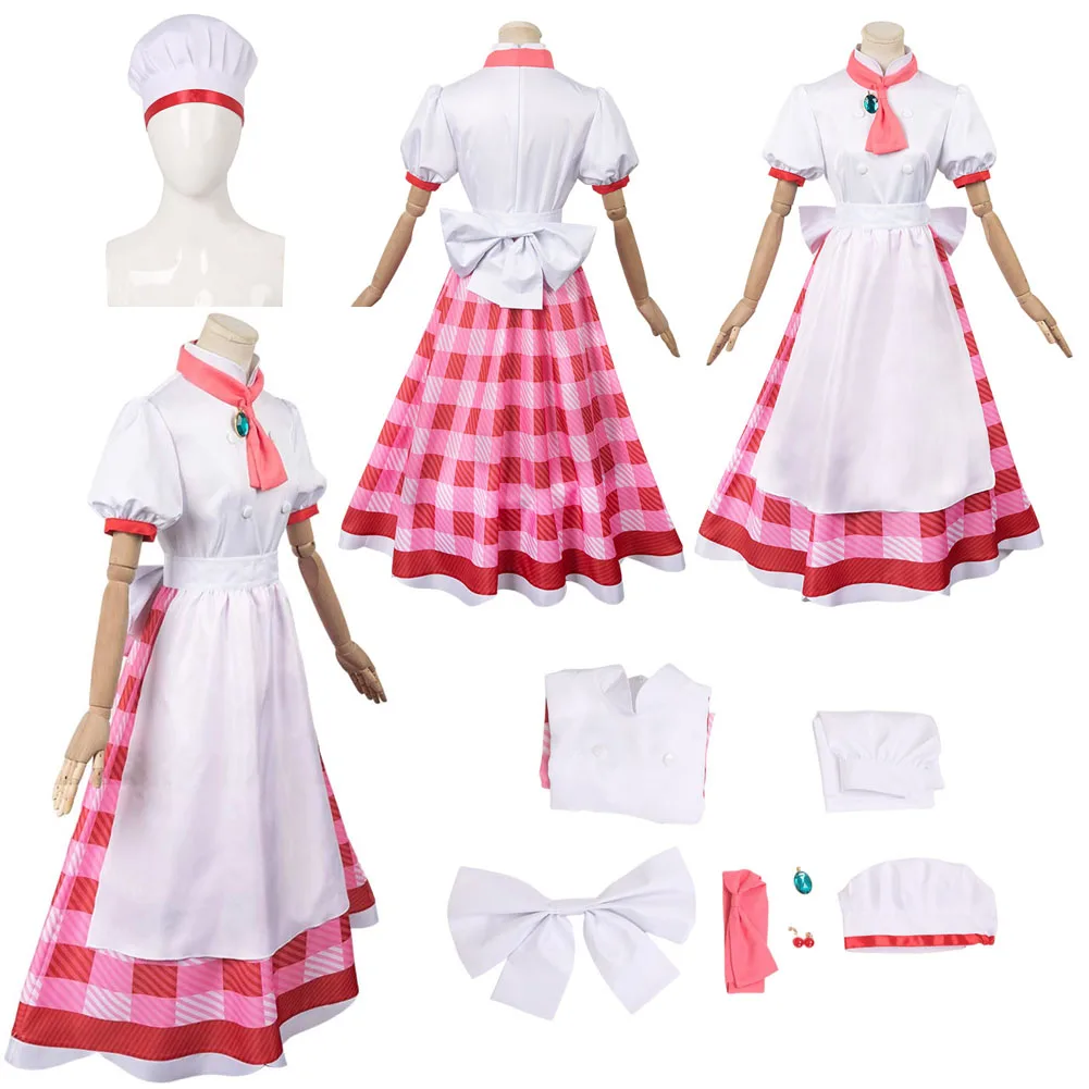 Princess Fantasy Peach Cosplay Costume Women Pink Plaid Chef Dress Swimsuit Outfits Adult Female Girls Halloween Carnival Suit
Princess Fantasy Peach Cosplay Costume Women Pink Plaid Chef Dress Swimsuit Outfits Adult Female Girls Halloween Carnival Suit