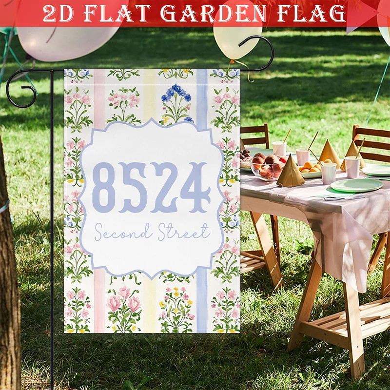 1pc 2D Flat Personalized House Number Garden Flag Custom Monogram Pastel Floral Stripe Double Sided Polyester Outdoor Yard Decor
1pc 2D Flat Personalized House Number Garden Flag Custom Monogram Pastel Floral Stripe Double Sided Polyester Outdoor Yard Decor