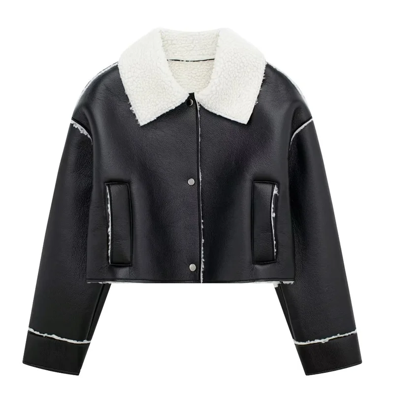 2023 Winter Girls Fashion Black Leather Short Jacket Female High Street Loose Warm Turn Down Collar Jackets Oversized Outwear
2023 Winter Girls Fashion Black Leather Short Jacket Female High Street Loose Warm Turn Down Collar Jackets Oversized Outwear