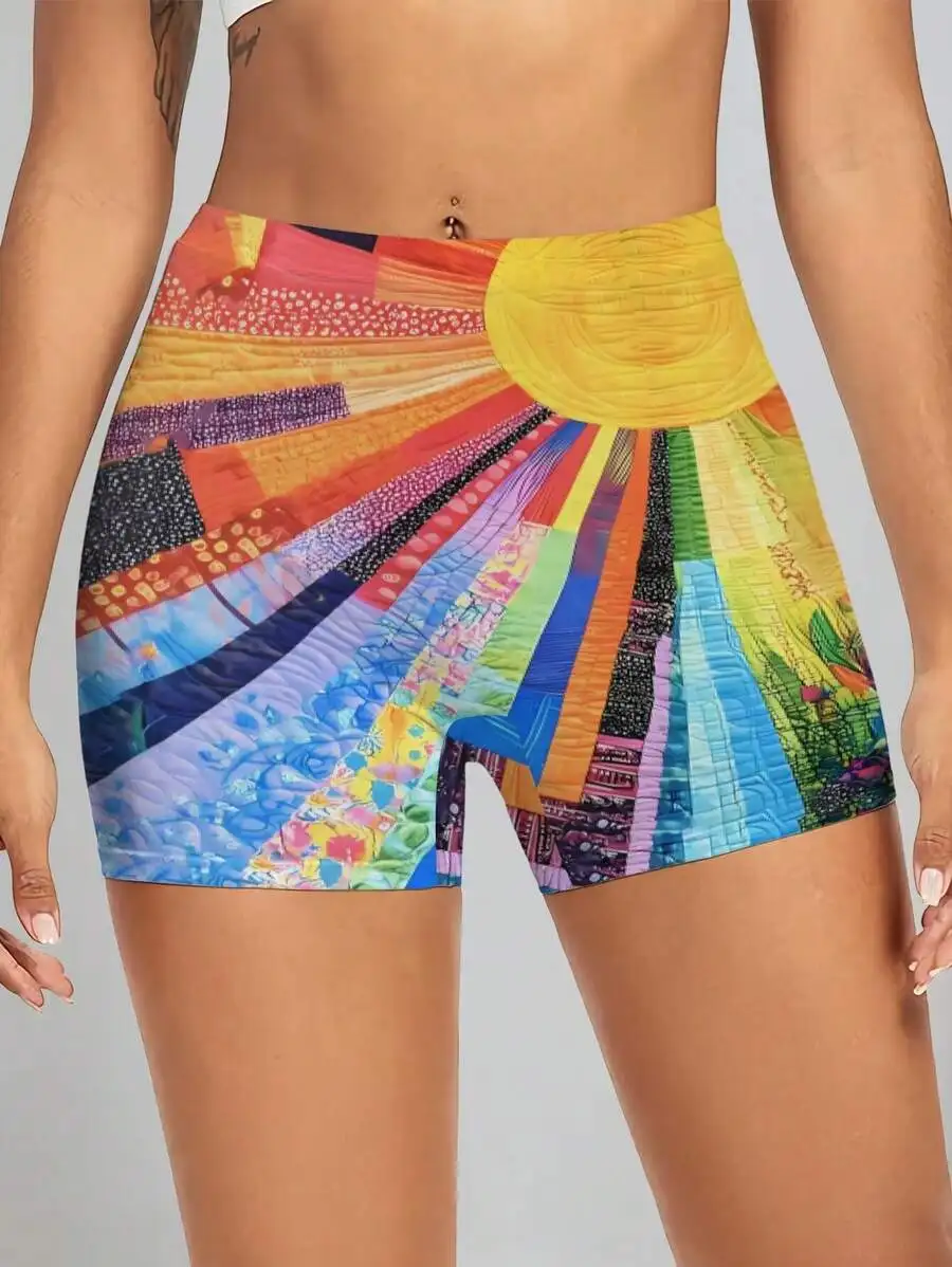 Women Summer Sport Shorts Radiant Sunrise Abstract Quilted Colorful Striped Streetwear Athletic Fit
Women Summer Sport Shorts Radiant Sunrise Abstract Quilted Colorful Striped Streetwear Athletic Fit