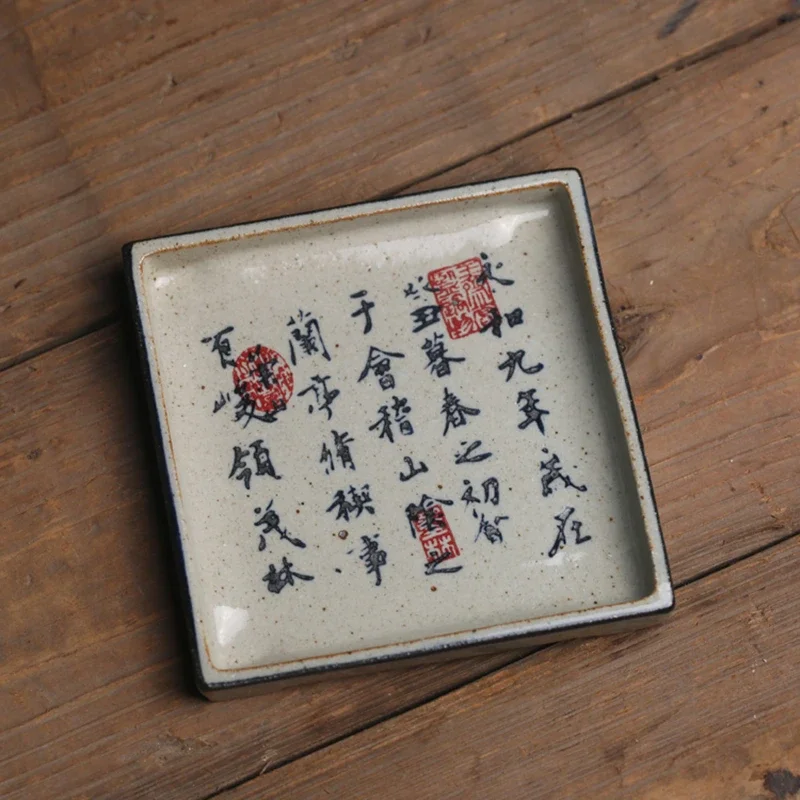 Antique Chinese Calligraphy Square Teapot Base Pottery Saucer For Teapot Kung Fu Tea Ceremony Teapot Trivets Vintage Tea Trays
Antique Chinese Calligraphy Square Teapot Base Pottery Saucer For Teapot Kung Fu Tea Ceremony Teapot Trivets Vintage Tea Trays