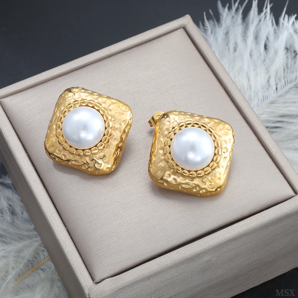 Vintage Chic Lava Square Studs Earrings Hypoallergenic Gold-plated Stainless Steel Earrings for Women Sunflower Pearl Earrings
Vintage Chic Lava Square Studs Earrings Hypoallergenic Gold-plated Stainless Steel Earrings for Women Sunflower Pearl Earrings
