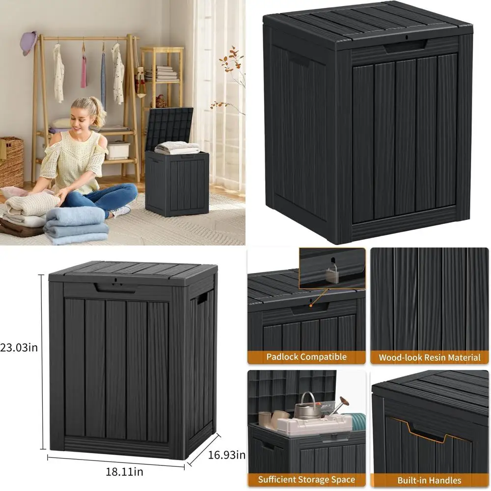 28 Gallon Lockable Resin Storage Box for Outdoor Patio, Pool, and Garden Tools - Waterproof Black
28 Gallon Lockable Resin Storage Box for Outdoor Patio, Pool, and Garden Tools - Waterproof Black