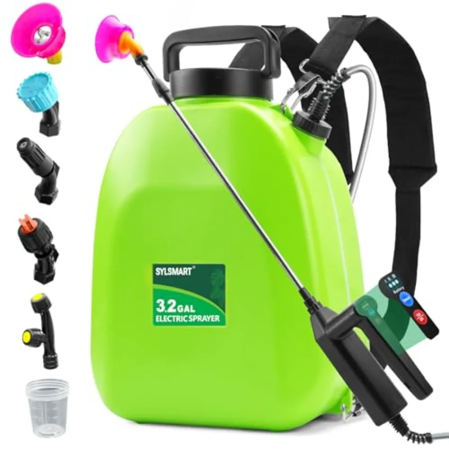 Battery Powered Backpack Sprayer 3.2Gallon Electric Sprayer with 3-Adjustable Sprayings Battery Indicator 5 Nozzles 41 Retracta
Battery Powered Backpack Sprayer 3.2Gallon Electric Sprayer with 3-Adjustable Sprayings Battery Indicator 5 Nozzles 41 Retracta