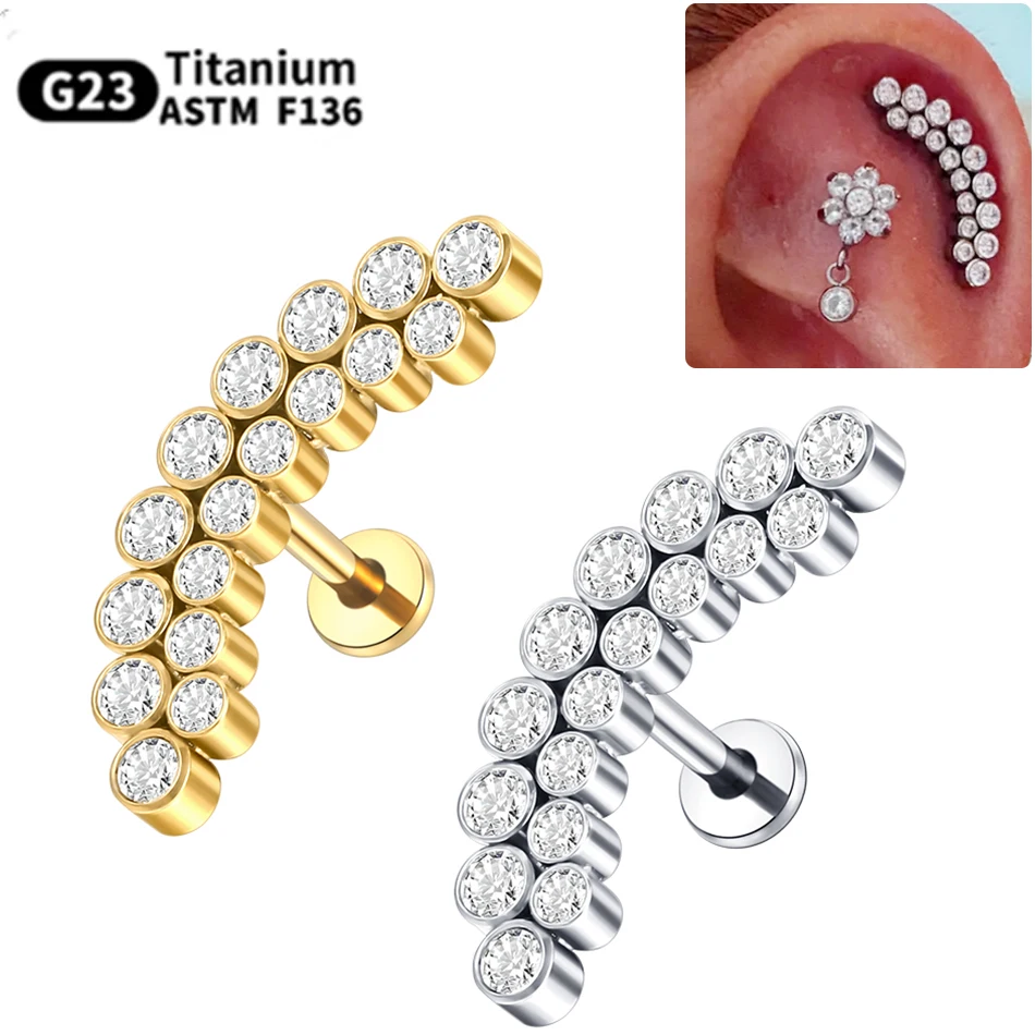 PVD Titanium PIERC Labret Stud Double CZ Paved Ear Cartilage Tragus Helix Earrings Lip Ring Daith Piercing Gift for Women
PVD Titanium PIERC Labret Stud Double CZ Paved Ear Cartilage Tragus Helix Earrings Lip Ring Daith Piercing Gift for Women