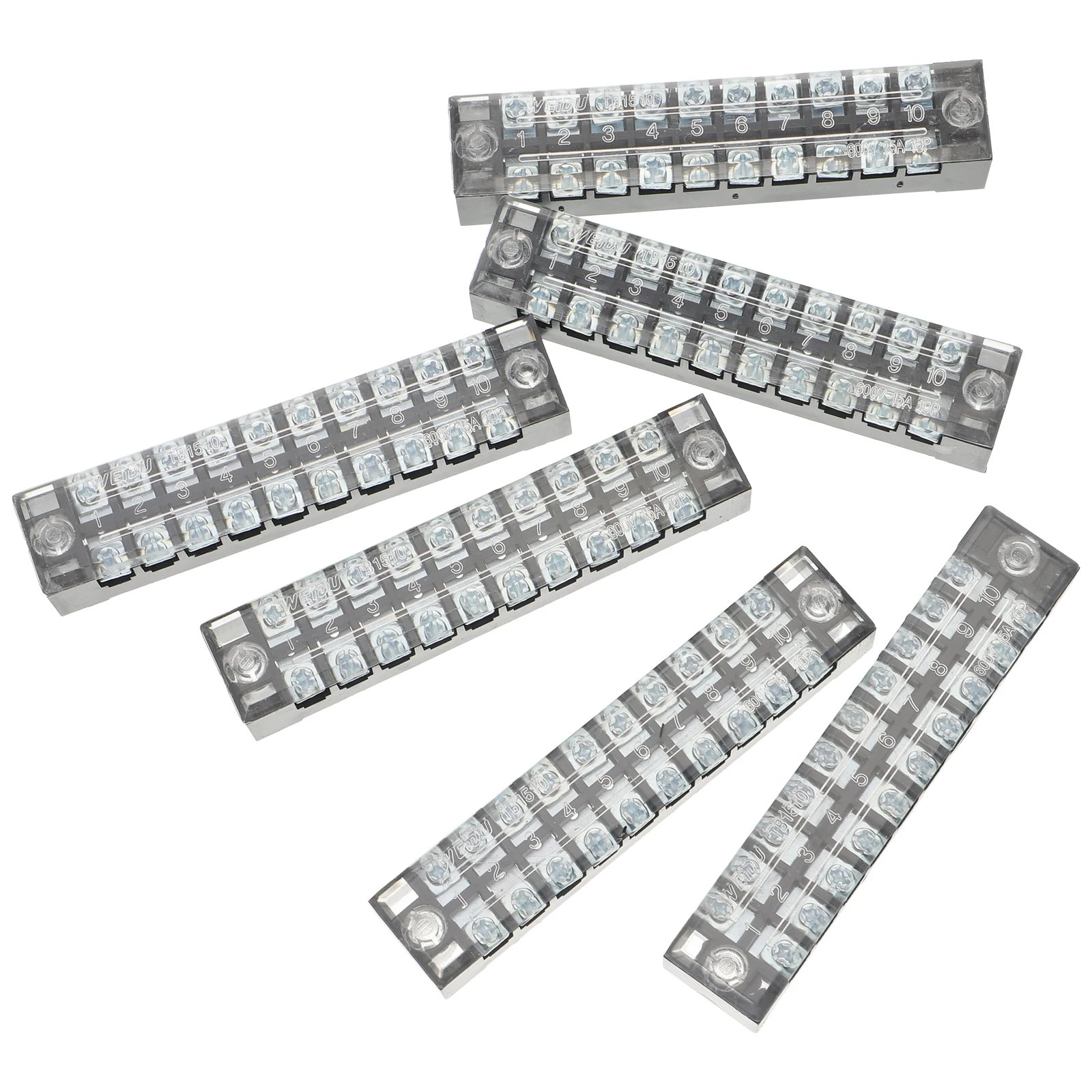 6pcs 1510 Terminal Block Wire Connector 15A 10-Position Dual Row Screw Barrier Fixed Terminal Board Removable Insulating Cover
6pcs 1510 Terminal Block Wire Connector 15A 10-Position Dual Row Screw Barrier Fixed Terminal Board Removable Insulating Cover