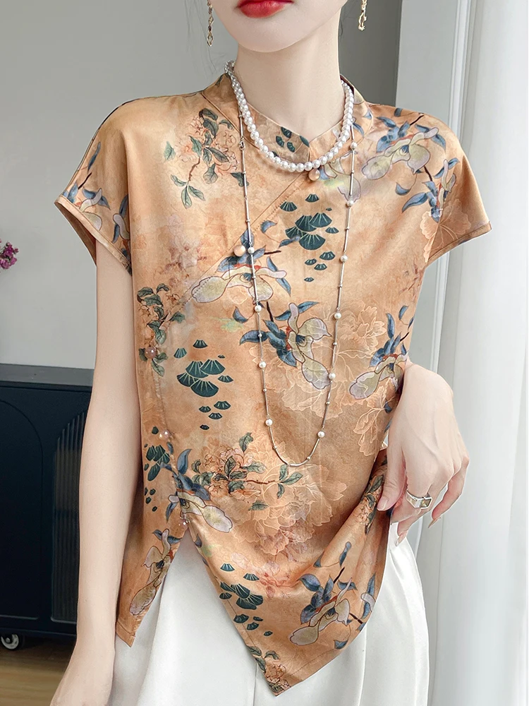 New Chinese Style Women's Summer Short Sleeve T-Shirt Retro Stand Collar Printed Asymmetrical Top Shirt Floral Pattern Commute
New Chinese Style Women's Summer Short Sleeve T-Shirt Retro Stand Collar Printed Asymmetrical Top Shirt Floral Pattern Commute