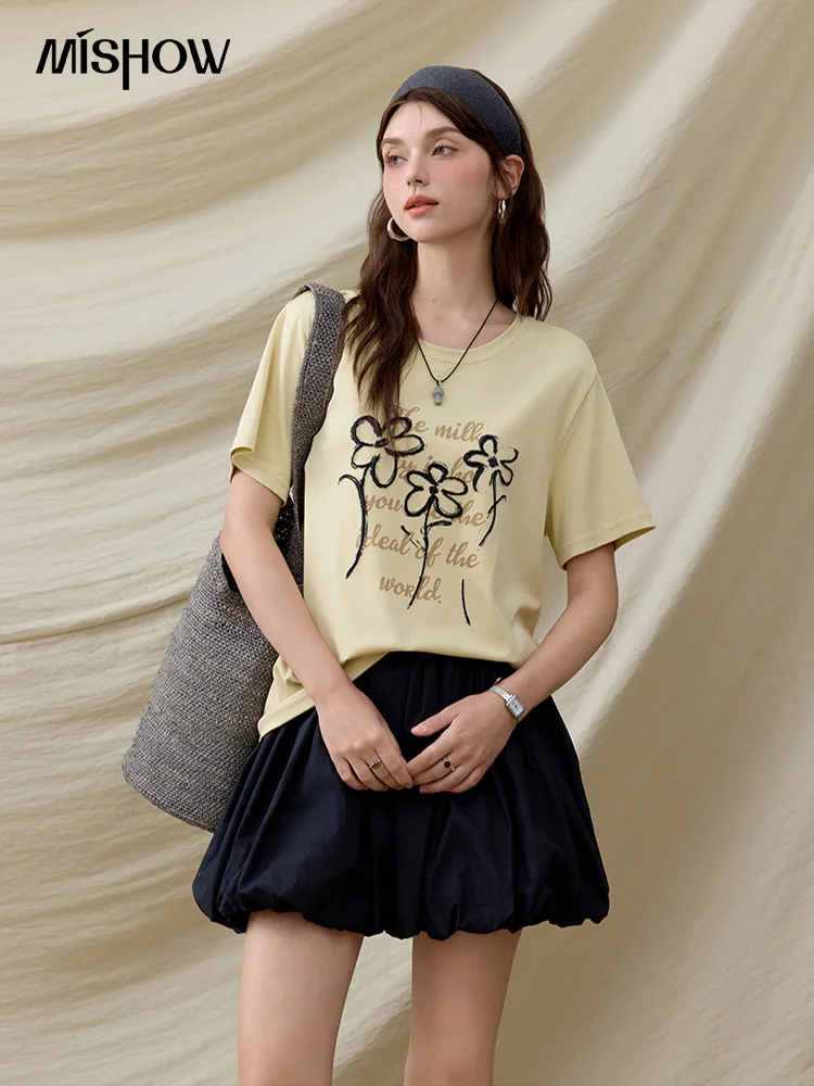 MISHOW Casual Print T-shirts Women Summer 2025 Short Sleeve Round Neck Embroidered Flower Shirt Female Loose Slimming MXE33T0498
MISHOW Casual Print T-shirts Women Summer 2025 Short Sleeve Round Neck Embroidered Flower Shirt Female Loose Slimming MXE33T0498