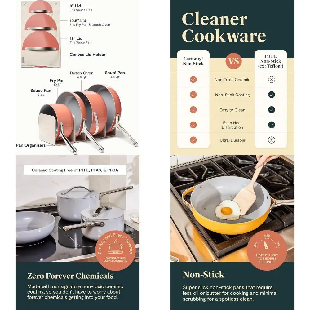 Non-stick Ceic Cookware Set (12 Piece) Pots, Pans, Lids and Kitchen Storage - PAS & POA ree - Oven Sae Pan Sempatible with All S
Non-stick Ceic Cookware Set (12 Piece) Pots, Pans, Lids and Kitchen Storage - PAS & POA ree - Oven Sae Pan Sempatible with All S
