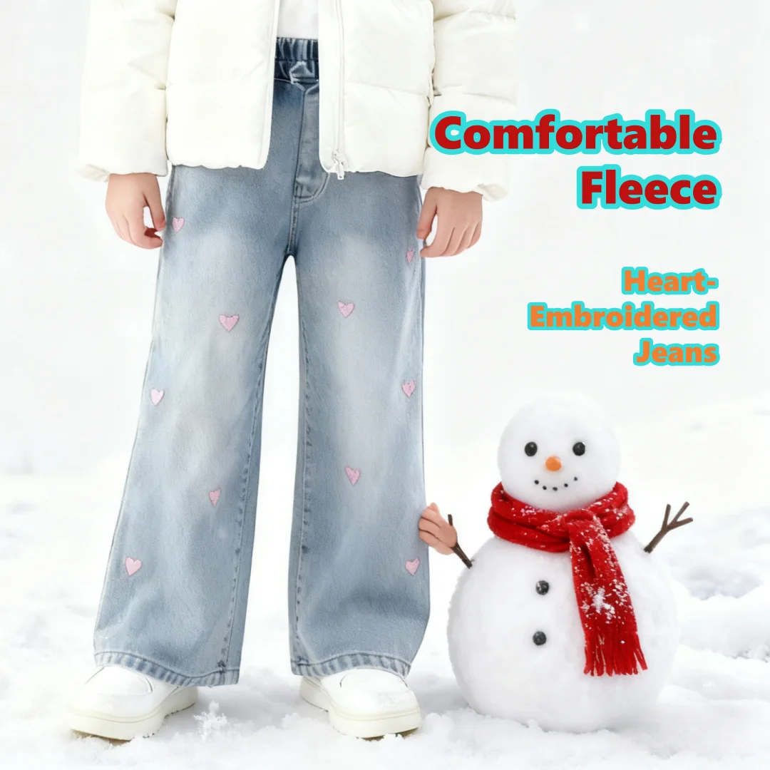 Disney Kids Plush Liner Jeans Girls Cute Heart Embroidery Denim Trousers Autumn Winter Windproof Warm-keeping Fleece Liner Jeans
Disney Kids Plush Liner Jeans Girls Cute Heart Embroidery Denim Trousers Autumn Winter Windproof Warm-keeping Fleece Liner Jeans