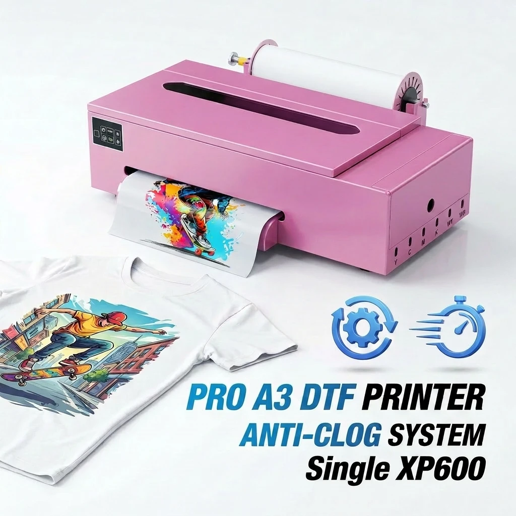Professional A3 DTF Printer with XP600 Head Automatic Cleaning Anti-clogging for Custom T-shirt Printing Small Business
Professional A3 DTF Printer with XP600 Head Automatic Cleaning Anti-clogging for Custom T-shirt Printing Small Business