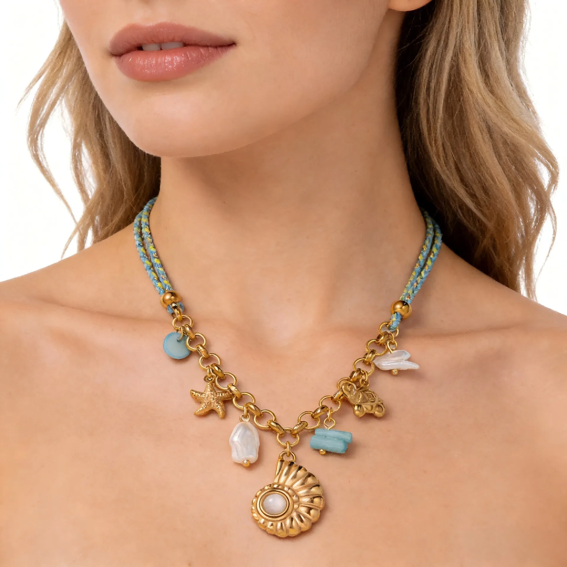 Ocean Style Stainless Steel Pearl Shell Starfish Turtles Drop Charm Necklace 18k Golden Plated Handmade Holiday Jewelry Gifts
Ocean Style Stainless Steel Pearl Shell Starfish Turtles Drop Charm Necklace 18k Golden Plated Handmade Holiday Jewelry Gifts