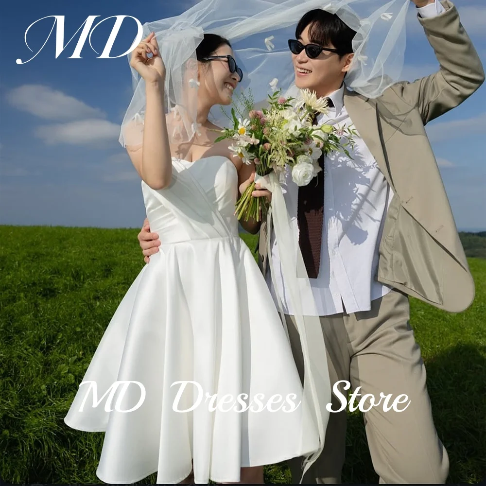 MD Elegant White A-line Satin Short Wedding Dresses Korea Photoshoot Lace Up Back Floor Length Reception Dress Customized 2025
MD Elegant White A-line Satin Short Wedding Dresses Korea Photoshoot Lace Up Back Floor Length Reception Dress Customized 2025