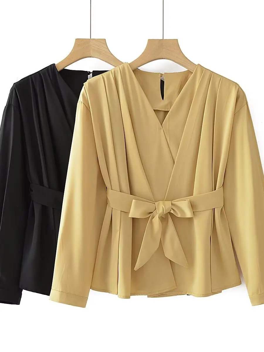 plus Size Women's Shirt V-Neck Tie Waist Long Sleeve Casual Style Korean Fashion Summer New Simple Elegant Top
plus Size Women's Shirt V-Neck Tie Waist Long Sleeve Casual Style Korean Fashion Summer New Simple Elegant Top