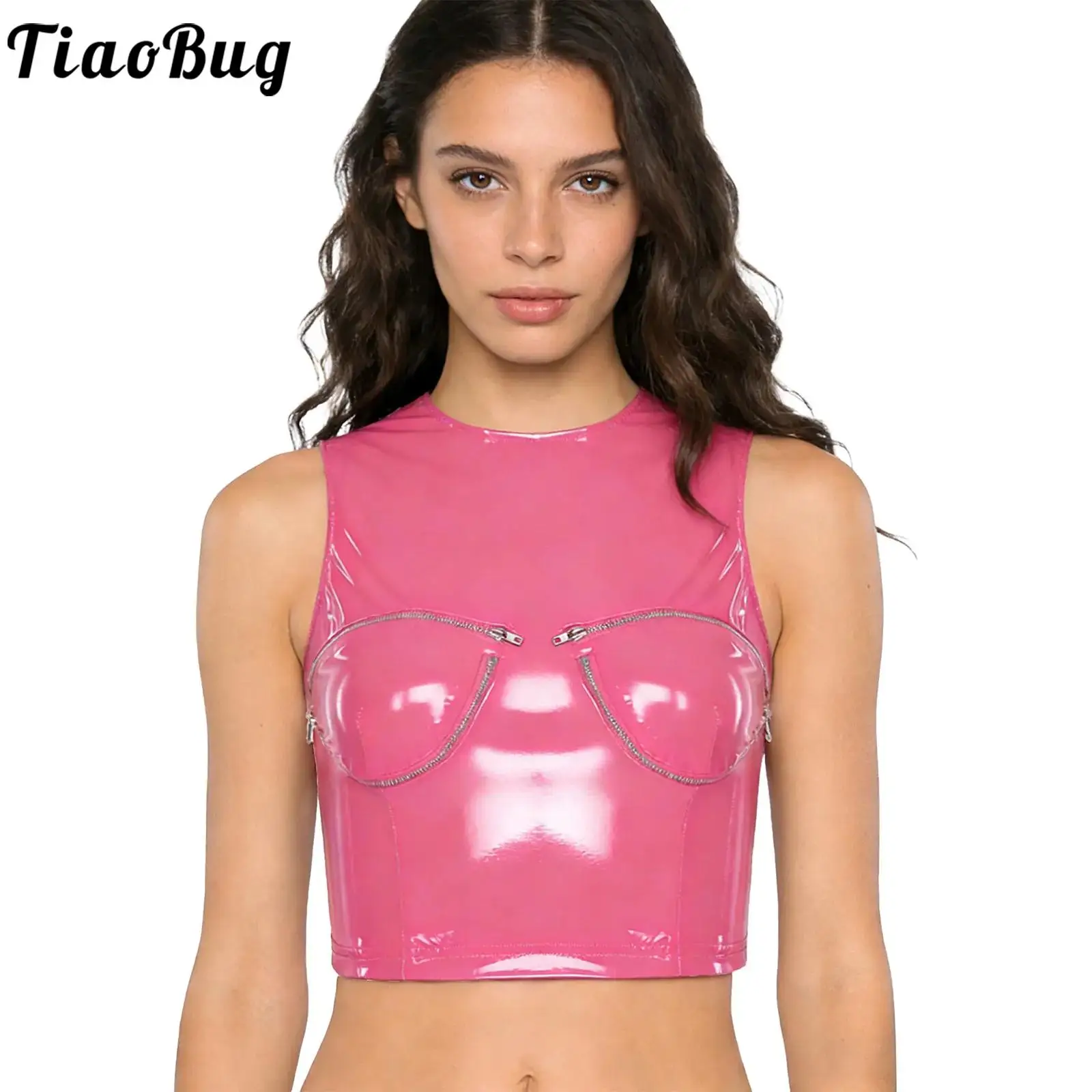 Women Party Latex Leather Zipper Cups Crop Top Wet Look Raves Glossy PU Bodycon Vest Slim Fit Back Zip-up Tanks Top for Clubwear
Women Party Latex Leather Zipper Cups Crop Top Wet Look Raves Glossy PU Bodycon Vest Slim Fit Back Zip-up Tanks Top for Clubwear