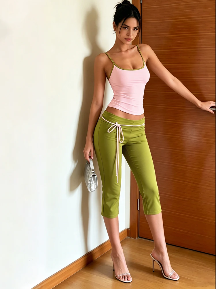 Leosoxs Sweet Hottie 2 Piece Set Women Simple Low-Neck Line-Patchwork Tank Top+Bandages Bow Capri Pants Fashion Street Suits
Leosoxs Sweet Hottie 2 Piece Set Women Simple Low-Neck Line-Patchwork Tank Top+Bandages Bow Capri Pants Fashion Street Suits
