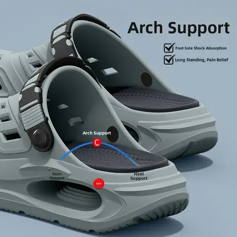 Men's Arch Support Hole Hole oes Summer Outdoor Wear Long Standing Not Tired Foot Anti-Slip Deodorant Slippers