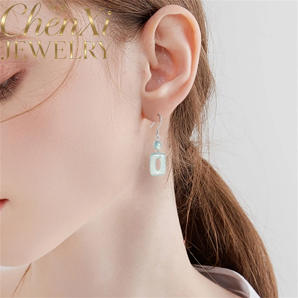 Natural A-Grade Ice-Grade Jadeite Blue Water Square-Shaped Geometric Earrings S925 Jade Personalized Women's Style Earrings
Natural A-Grade Ice-Grade Jadeite Blue Water Square-Shaped Geometric Earrings S925 Jade Personalized Women's Style Earrings
