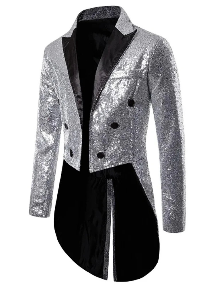 British Style Men Court Tuxedo Suit Coats Fashion Sequin Decoration Blazers Gentleman Wedding Party Long Jacket
British Style Men Court Tuxedo Suit Coats Fashion Sequin Decoration Blazers Gentleman Wedding Party Long Jacket