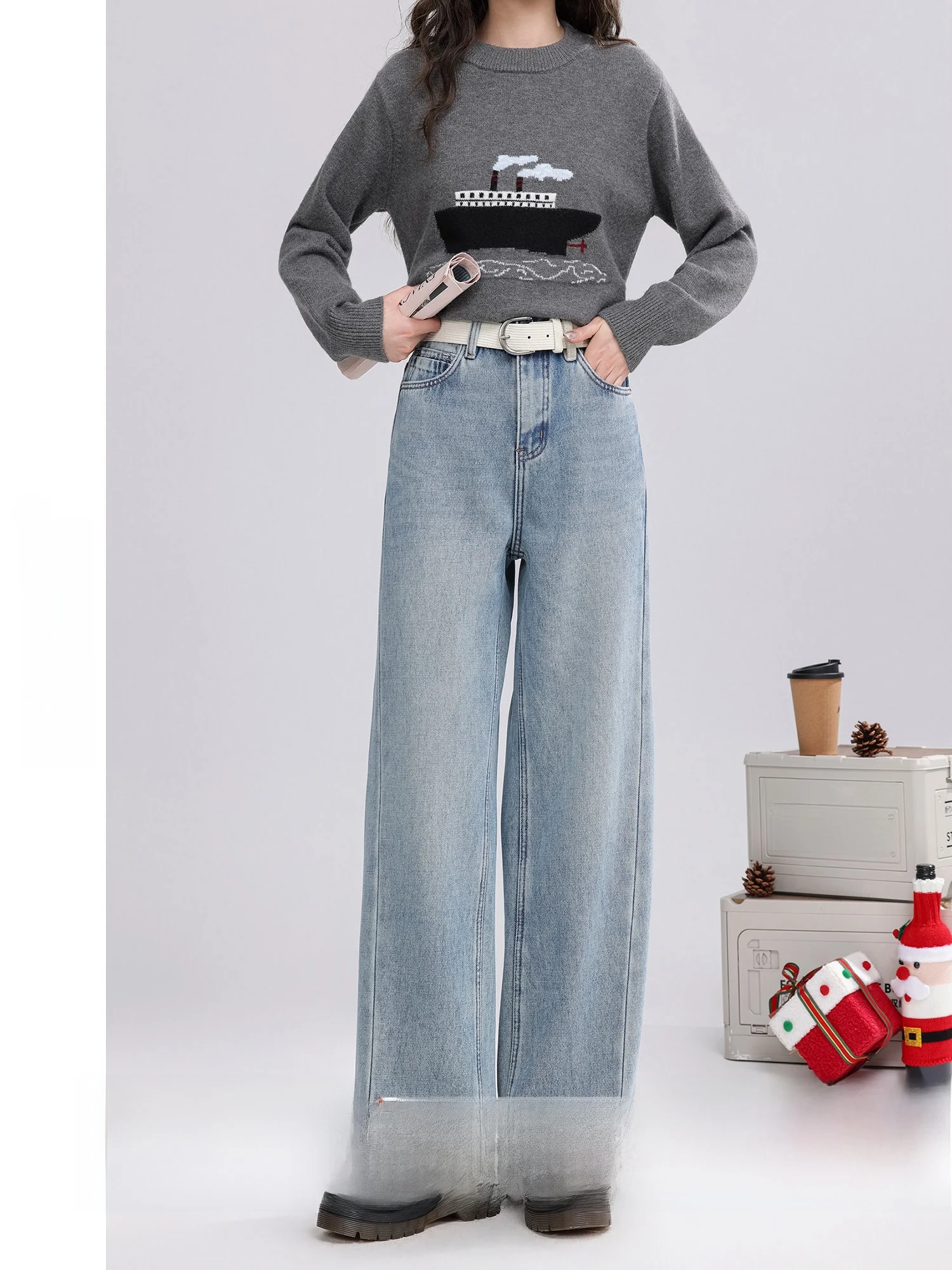 Retro Blue Fleece Lined Straight Leg Jeans Women's Winter Warm High Waist Zipper Fly Classic Blue Denim Pants for Women
Retro Blue Fleece Lined Straight Leg Jeans Women's Winter Warm High Waist Zipper Fly Classic Blue Denim Pants for Women