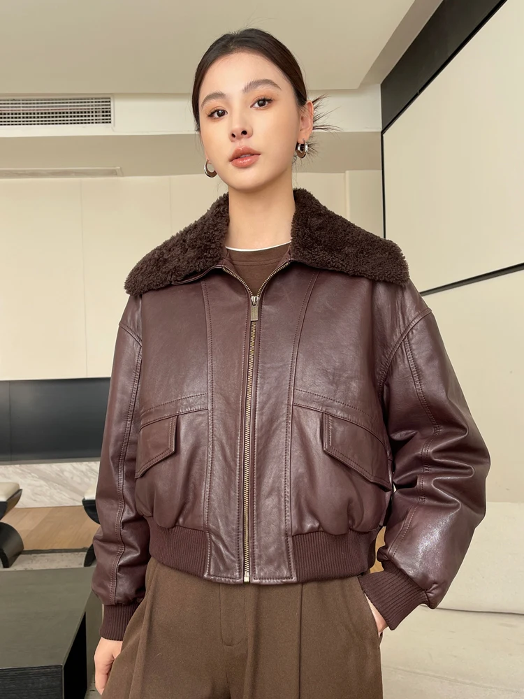 Vintage Short Genuine Leather Goose Down Jackets for Women High-end Simple Removable Wool Collar Real Sheepskin Winter Down Coat
Vintage Short Genuine Leather Goose Down Jackets for Women High-end Simple Removable Wool Collar Real Sheepskin Winter Down Coat