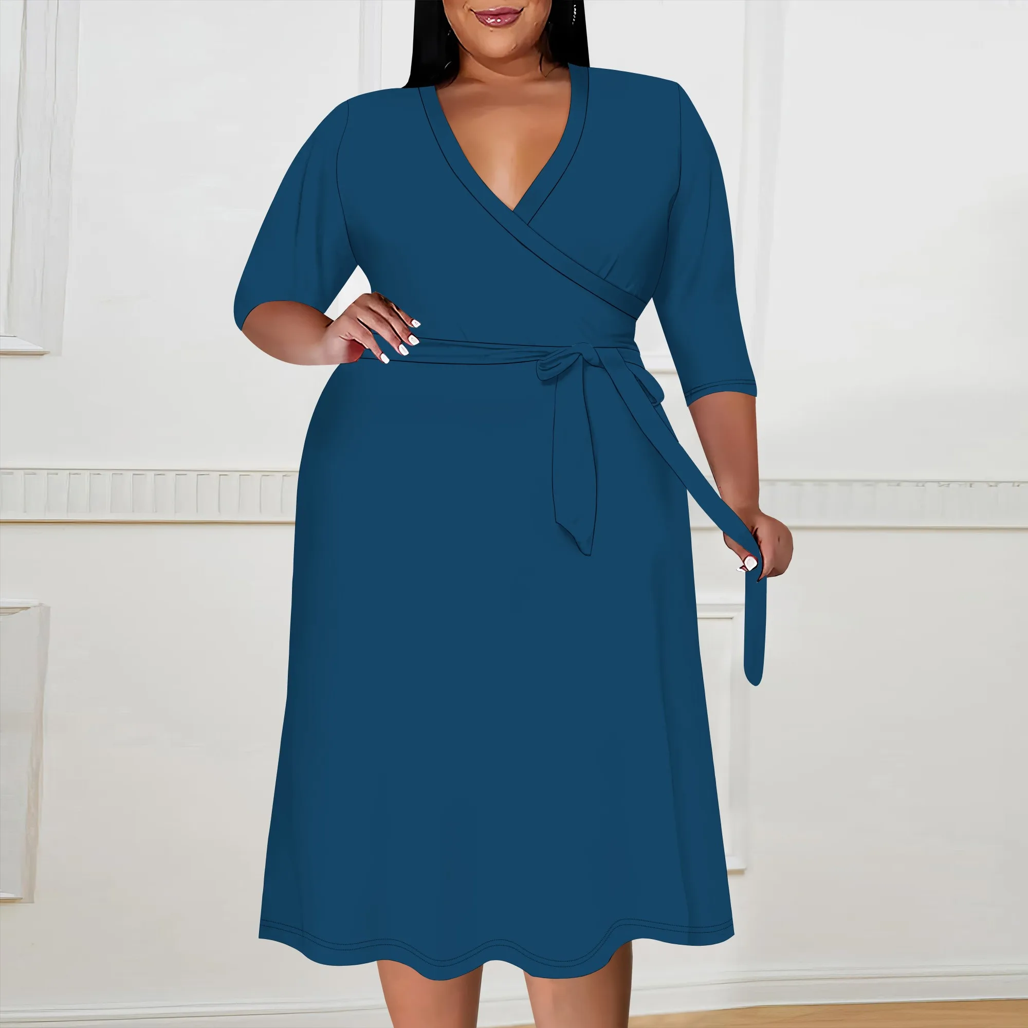 Women's Plus Size Maxi Dress Print 3/4 Sleeves V Neck Party Sundress Wedding Guest Dresses
Women's Plus Size Maxi Dress Print 3/4 Sleeves V Neck Party Sundress Wedding Guest Dresses