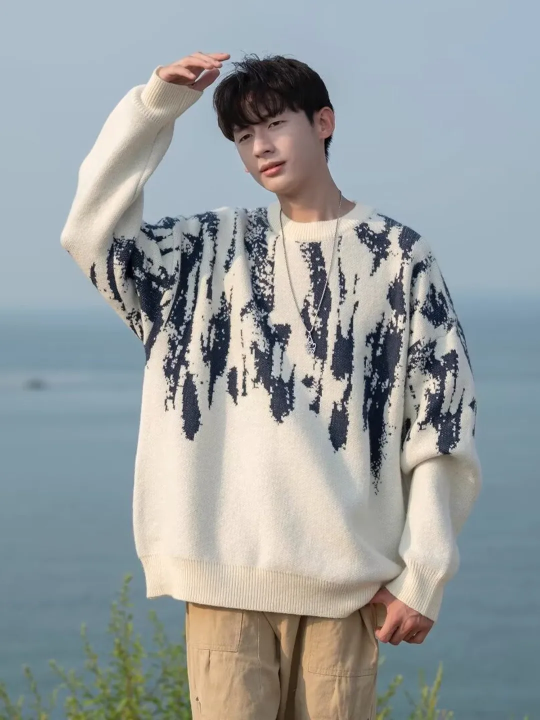 Японский окрашенный круглый теплый мужской вязаный свитер Ne Thiened, повседневный свободный крой, длинная све, осенне-зимняя верхняя одежда
Японский окрашенный круглый теплый мужской вязаный свитер Ne Thiened, повседневный свободный крой, длинная све, осенне-зимняя верхняя одежда