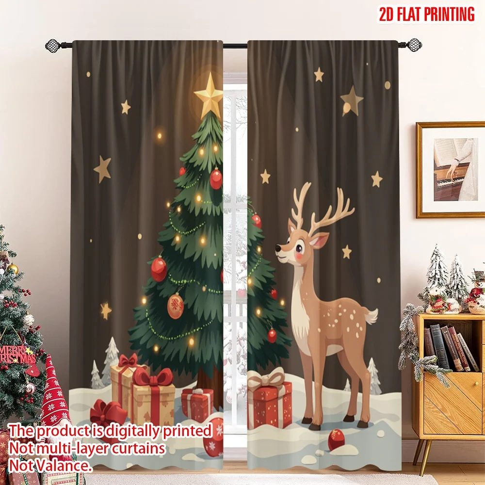 2pcs 2D flat printing Christmas Scene Curtain Christmas Tree Gifts Deer Snow Polyester Fabric Without Electricity Family Party
2pcs 2D flat printing Christmas Scene Curtain Christmas Tree Gifts Deer Snow Polyester Fabric Without Electricity Family Party