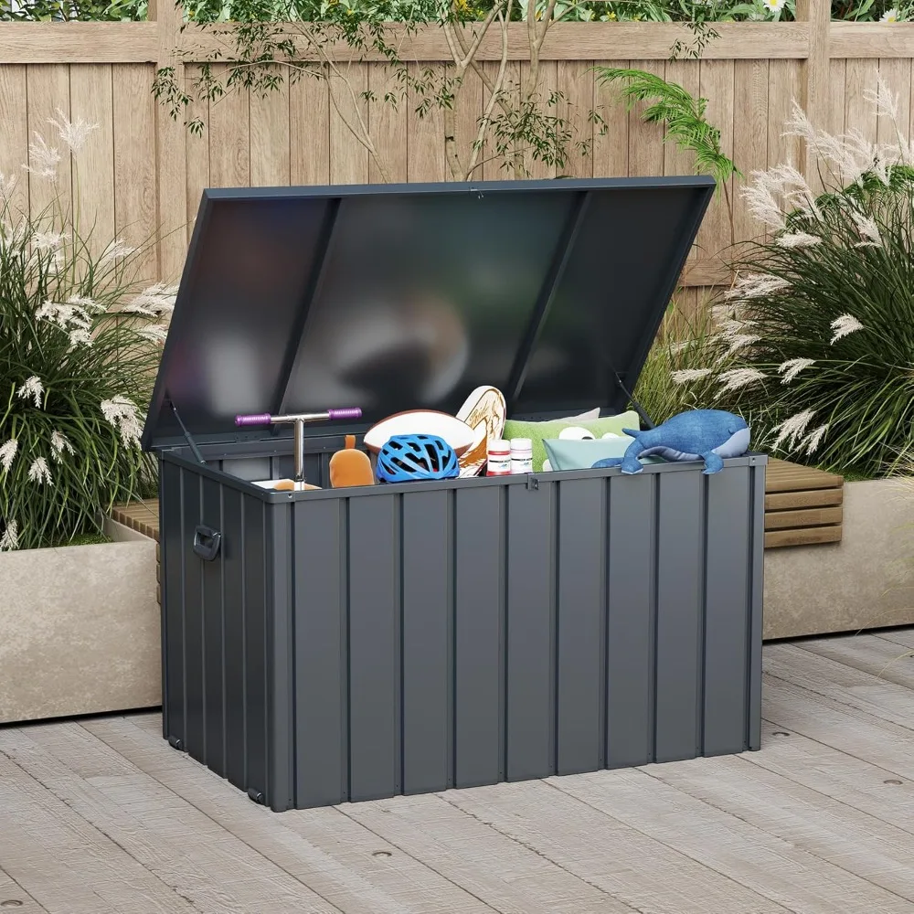Deck Box Outdoor 150 Gallon, Waterproof Lockable Steel Outdoor Storage Container for Outside Cushions, Garden Tools and Poo
Deck Box Outdoor 150 Gallon, Waterproof Lockable Steel Outdoor Storage Container for Outside Cushions, Garden Tools and Poo