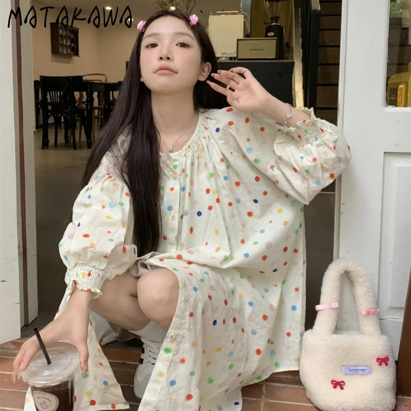 Matakawa Colorful Polka Dot Women Shirts&blouses Japanese Style Sweet Spring Summer Blusas Loose Mori Girls Cute Camisas
Matakawa Colorful Polka Dot Women Shirts&blouses Japanese Style Sweet Spring Summer Blusas Loose Mori Girls Cute Camisas